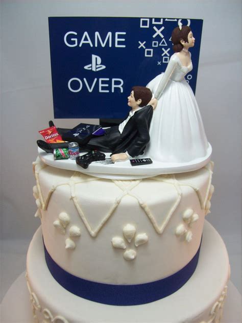 video game wedding cake topper|game over wedding cake topper.